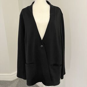 Eileen Fisher Tencel Ponte Stand Collar Blazer Womens 2X Single Button Black